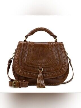Brown Leather Tassel Satchel Handbag